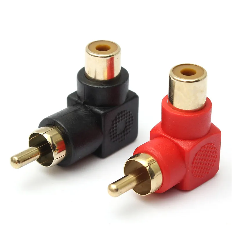 

1Pair RCA Right Angle Connector Plug Adapters Red & Black Male To Female 90 Degree Elbow Audio Adapter