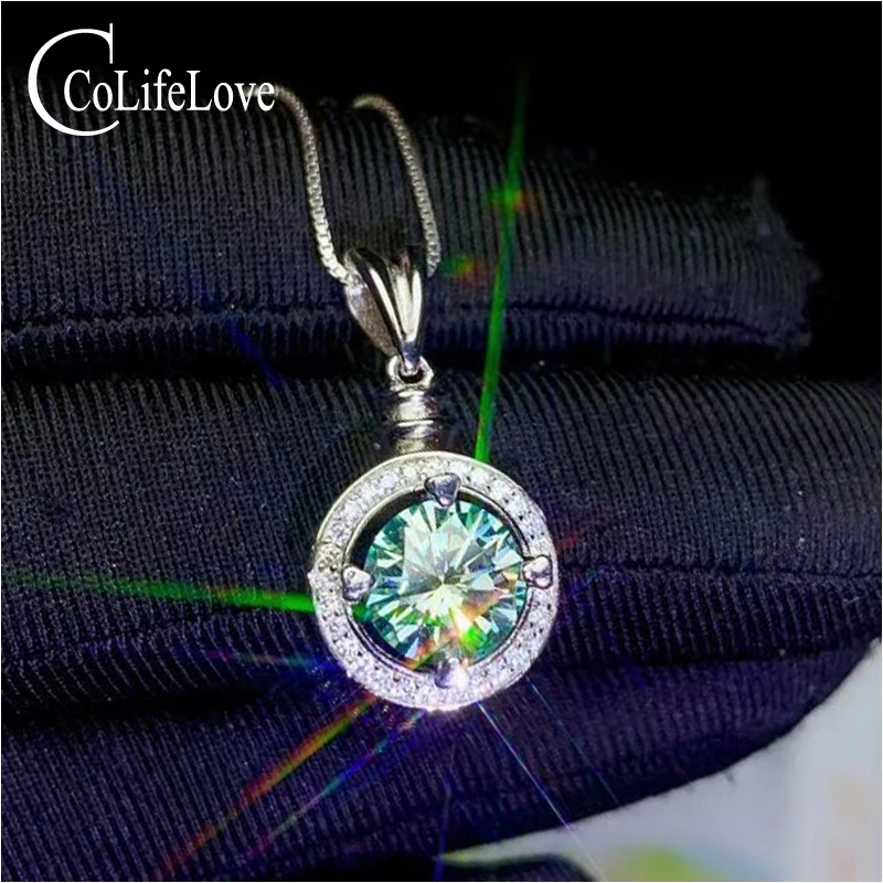 Ювелирные изделия colife 925 Серебряный Муассанит кулон для вечерние 0.5ct& 1ct Муассанит Ожерелье Подвеска из стерлингового серебра Муассанит ювелирные изделия