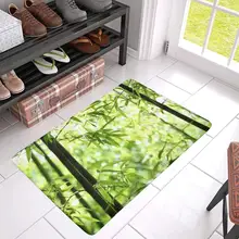 Яркий зеленый бамбуковый лес Противоскользящий дверной коврик Домашний декор внутренний входной коврик резиновая подложка 30X18 дюймов