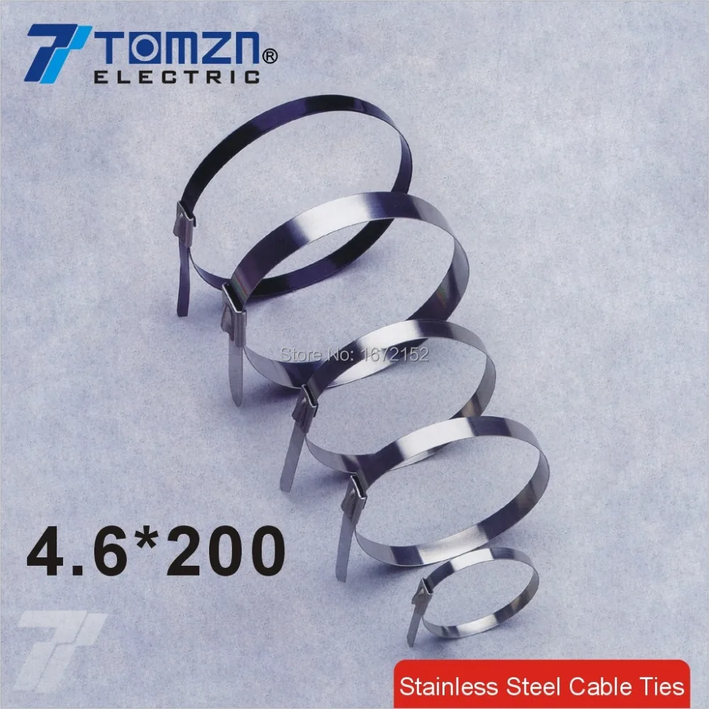 

100pcs 4.6mmx200mm STAINLESS STEEL ZIP CABLE TIES LOCK TIE WRAP