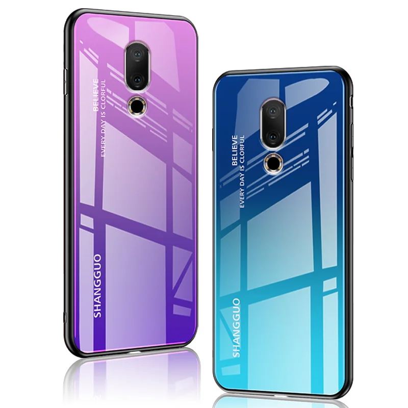 

Meizu 16 16 Plus Gradient Aurora Tempered Glass Case for Meizu 16th 16 th Plus Case Colorful Gloosy Glass Cover MEIZU16 Shell