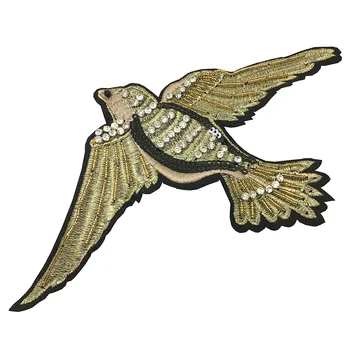 

2pc Sew On Crystal Beaded Bird Embroidered Patch Fly Birds Applique Patches Dress Parches Bordados Ropa Luxury AC0927