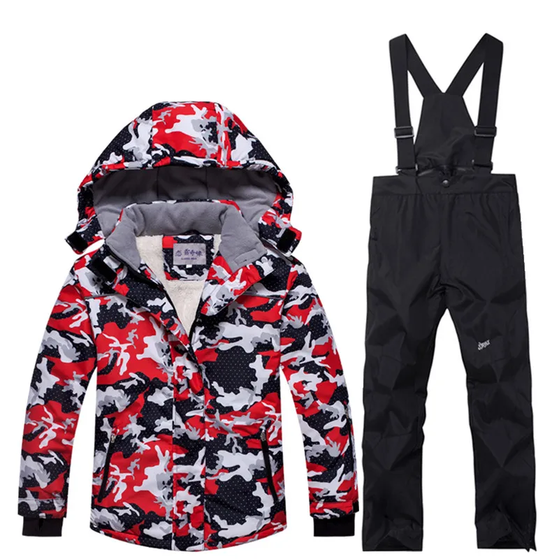

Winter Children Snow Coats Ski suit sets outdoor Gilr/Boy skiing snowboarding clothing waterproof thermal jacket + black pants