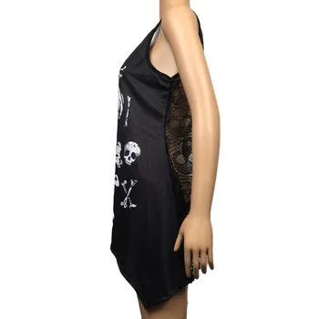 

81's Crop Top Women Skull Tanks Loose Patchwork Bandages Female Croptops For Ladies Sleeveless Vest Tops Lace Casual Cropped