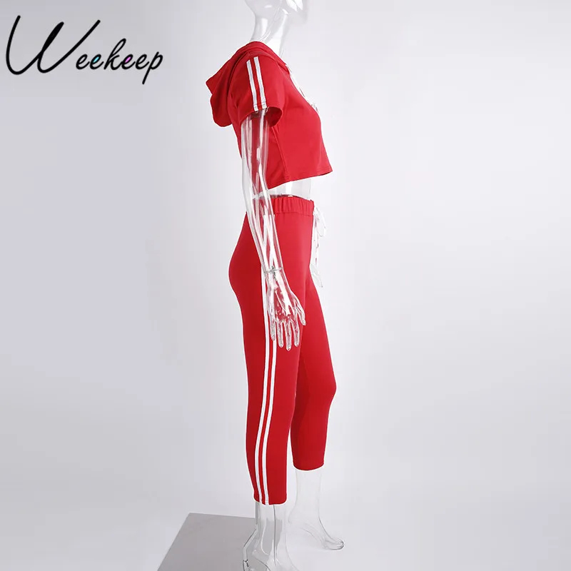 Women Brand Two Piece Set Side Striped Crop Top And Leggings Red Fitness Set JKP041 HTB1iz0MRpXXXXcSXFXXq6xXFXXXy - Women Brand Two Piece Set Side Striped Crop Top And Leggings Red Fitness Set JKP041