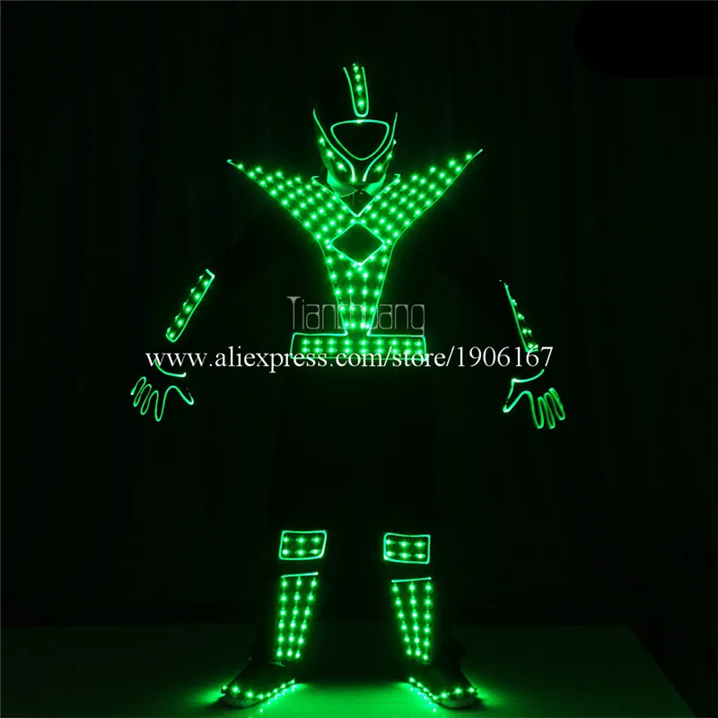Programmable Men led robot costumes dance costumes robot suit full color led light dj clothes luminous stage wears disco2