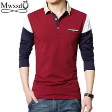 Mwxsd весенние мужские повседневные рубашки поло с длинным рукавом, мужские лоскутные приталенные рубашки поло, приталенная рубашка контрастного цвета