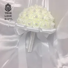 Ayicuthia Белые Свадебные цветы Свадебные букеты для подружки невесты букет невесты de Искусственные цветы розы блеск Кристальный Свадебный букет S25