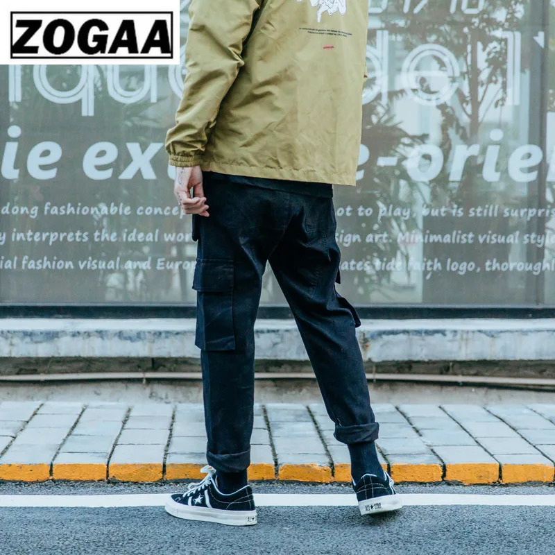 ZOGGA Spring Solid Casual Male Full Length Cargo Pants High-quality 100%cotton Mid-Waist Men Pants Without Fade/Shrink/Pilling