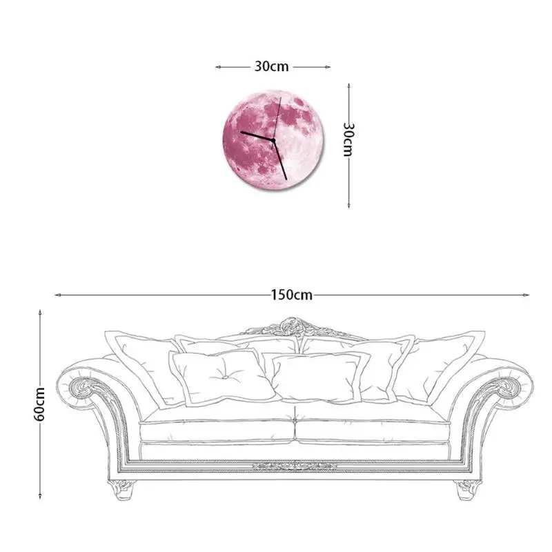 30 см светящиеся лунные настенные часы водонепроницаемые ПВХ Акриловые светящиеся Подвесные часы лунные часы декор для гостиной спальни
