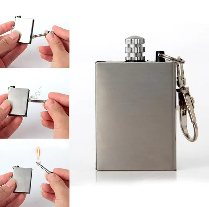 

DHL 500pcs Portable Emergency Fire Starter Flint Match Lighter Outdoor Hiking Survival Useful Silver NO OIL