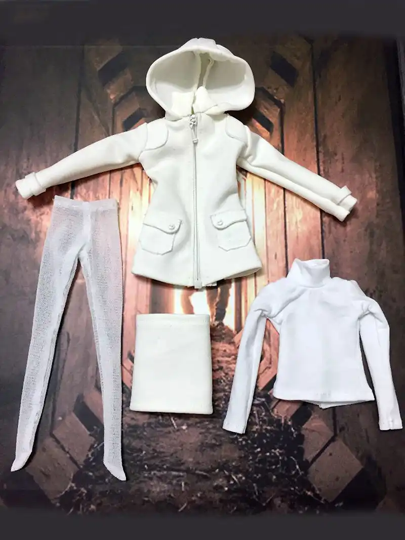 HT 1//6 Scale Pepper Clothes Set White Sleeve Shirt Black Leggings F Female Body