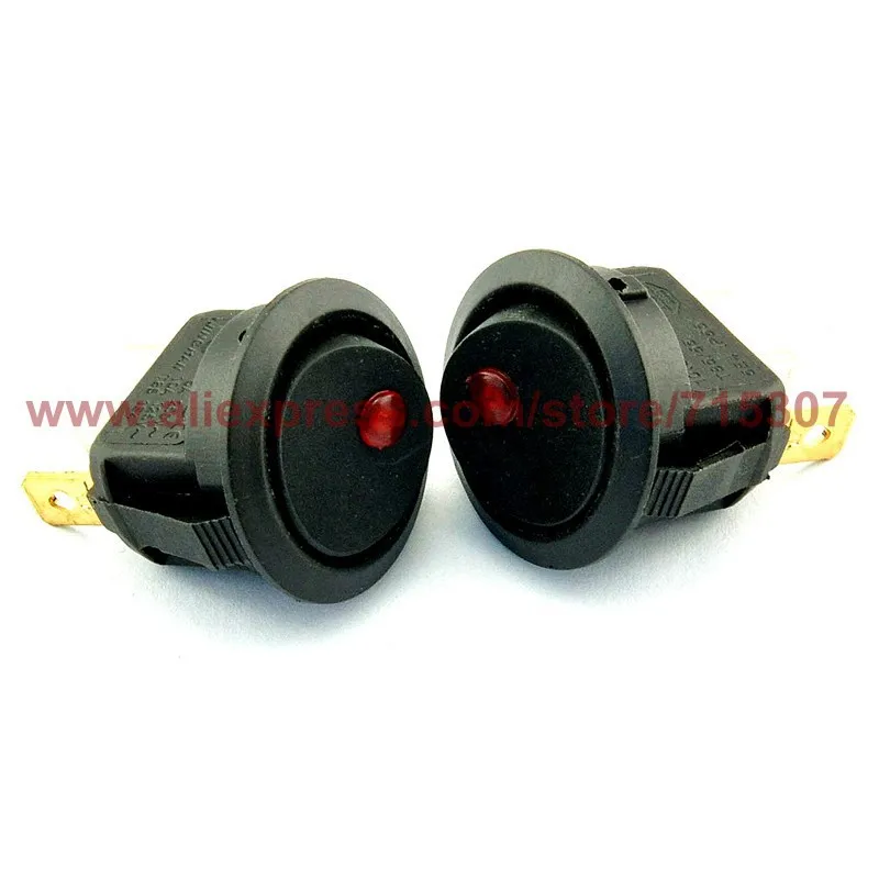 rocker switch 3 pin 6a 250v kcd2-202 on - off with red led light 2