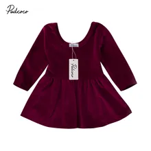 Милые детские Обувь для девочек Вельветовое платье детское платье с длинными рукавами принцесса Pleuche Платья для женщин От 6 месяцев до 3 лет