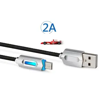

Nylon Braided Lights LED Micro USB Syncing and Charging Cable Fast Charger Cable Android Sync Data cable de recharge pour