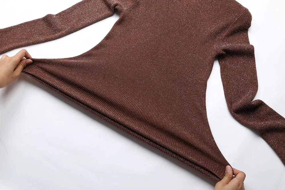 Hot Selling O-neck Flash Silk Pullover Women Glitter Sweater Spring Autumn Long Sleeve Tops Female Free Drop Shipping D335 
