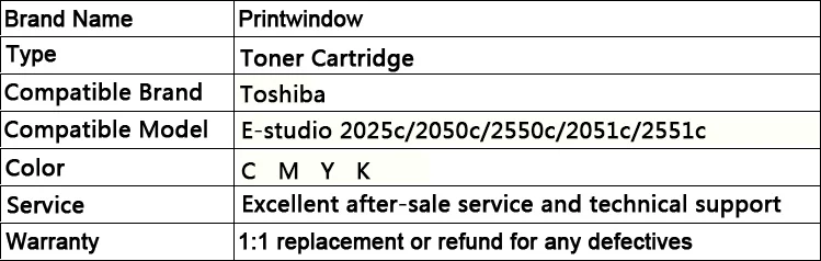 Printwindow совместимый тонер-картридж для Toshiba E-Studio 2025c/2050c/2550c/2051c/2551c 4X/ комплект