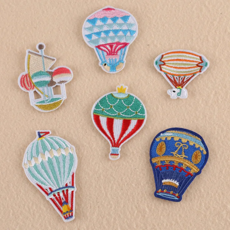 

Cartoon Hot Air Balloon Clothes Patches for Stripes Clothing Stickers Iron on Appliques Embroidery Helium Balloon Badges @E
