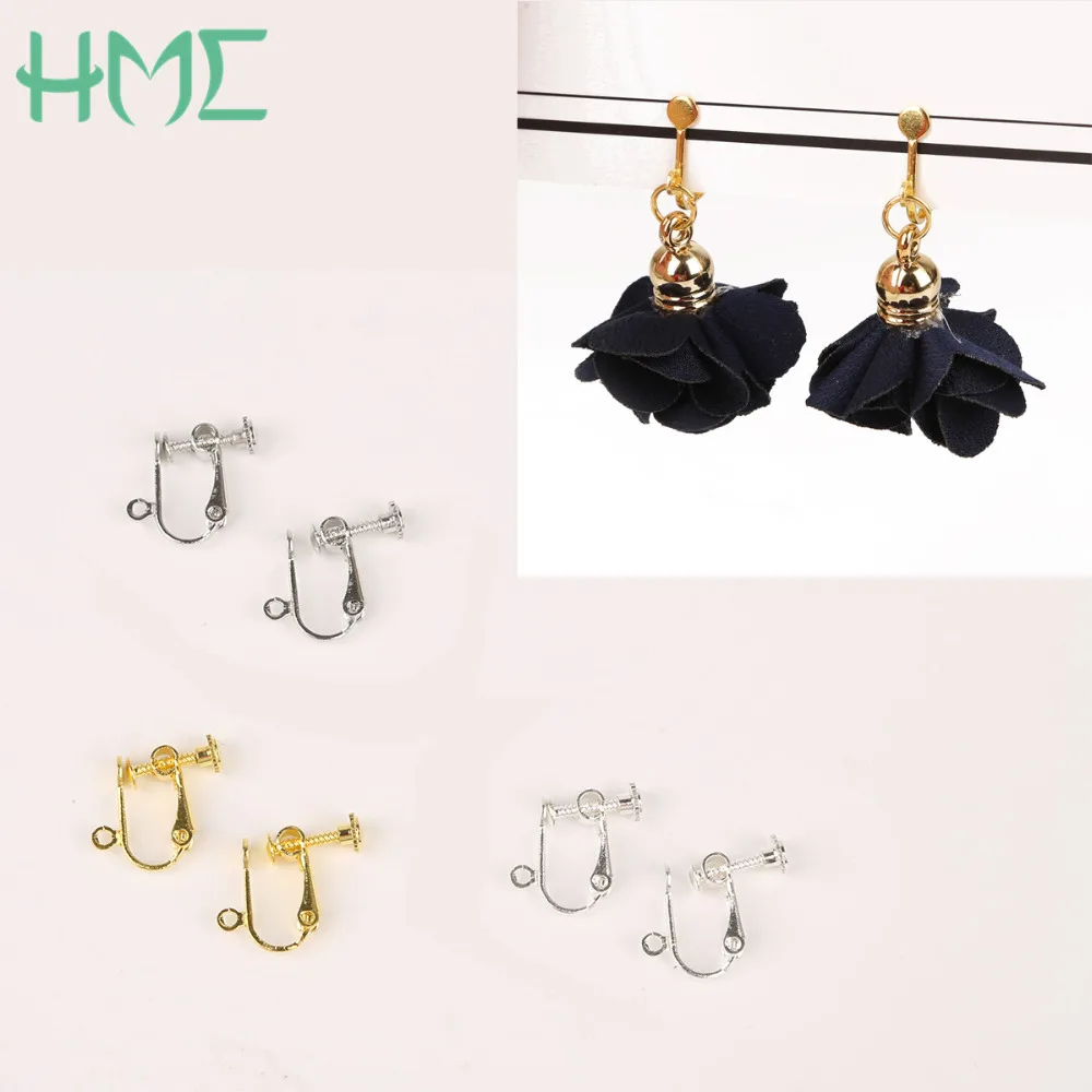 4-20pcs Gold Color Rhodium Non Piercing Screw Round Ear Clip Earrings Clip Earrings Ear Clip Ear Accessories for DIY Earring Findings Jewelry Making