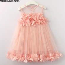 Платья для девочек; Новинка года; летняя сетчатая Одежда для девочек; платье принцессы с аппликацией; детская одежда; летняя одежда для маленьких девочек; От 2 до 6 лет