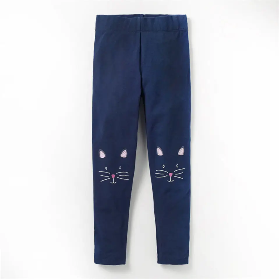 Littlemandy/Синие леггинсы с кроликом для маленьких девочек Детская аппликация с животными, хлопок, брендовые Детские штаны, штаны, одежда Embd