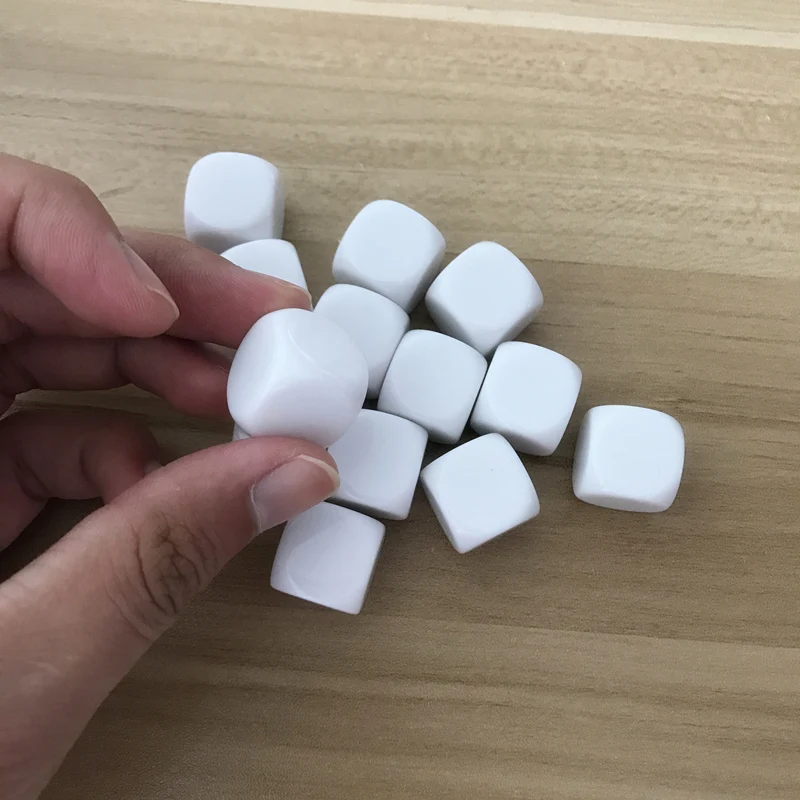 

New 25Pcs White 18mm Blank Dice Acrylic Rounded Corner D6 Blank RPG Dice Can Write and DIY Carving Children Teaching Dice Set