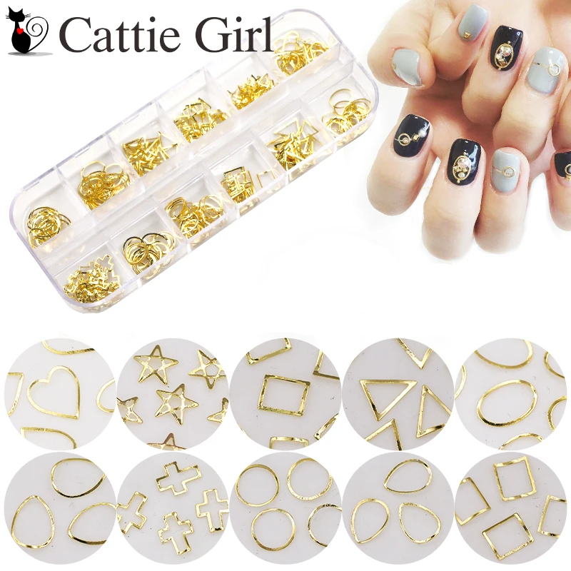 

12 Grids/Set Gold Silver Rivet Dust Nail Decorations DIY Cool Decor Accessory for 3D Nail Art Manicure Rhinestones 2018 Japanese