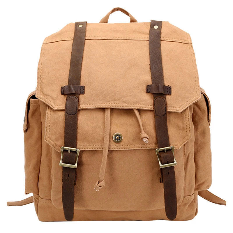 Men&#39;s Women&#39;s Canvas Leather Cotton Bag Rucksack Mountaineering Book Laptop Backpack School ...