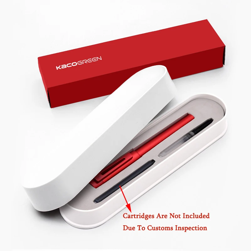 Новое поступление KACO металлическая алюминиевая Высококачественная авторучка для рисования с железной коробкой, перо F 0,5 мм чернильная ручка подарочный набор для офиса и бизнеса - Цвет: Red with Iron Box