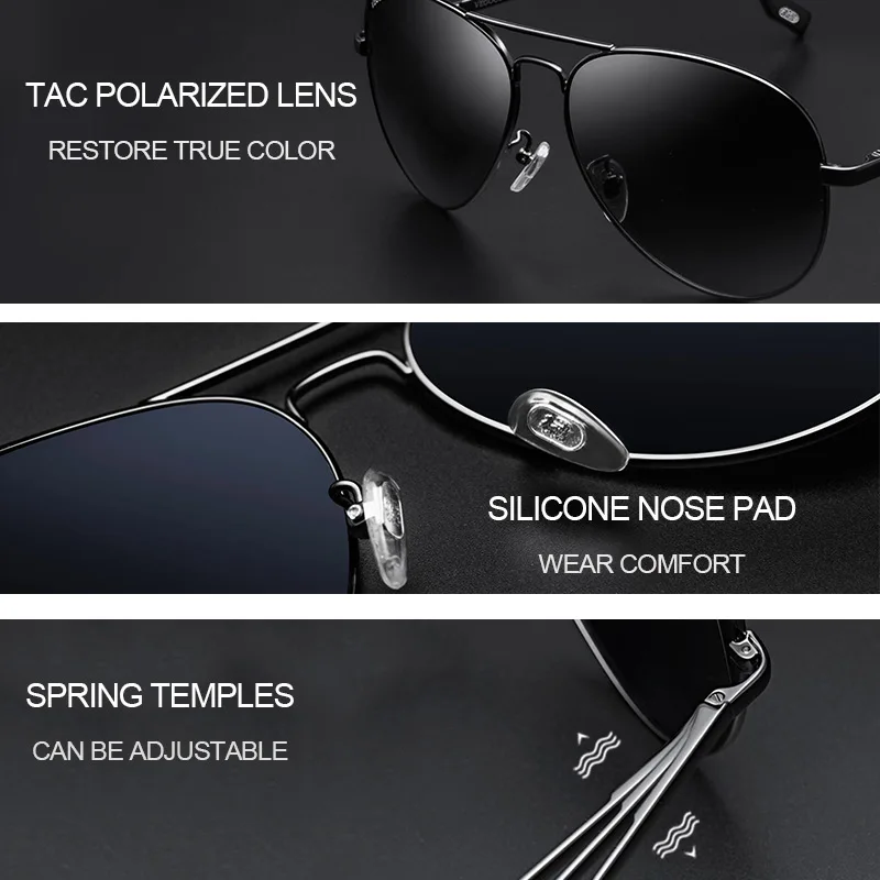 VEGOOS, классические авиационные солнцезащитные очки, мужские, поляризационные, UV400, защита, металлическая оправа, весна, для вождения, рыбалки, пилот, солнцезащитные очки#3025S