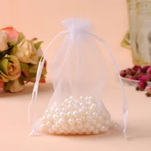 50pcs/lot 11x16cm White Small Packaging Organza Luggage Christmas Wedding ceremony Favor Present Luggage Tulle Jewellery Sweet Pouches Low cost Sale