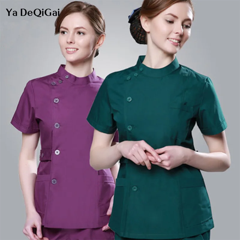 

hospital medical scrub clothes set new Summer women fashionable design slim fit dental scrubs beauty salon men nurse uniform new