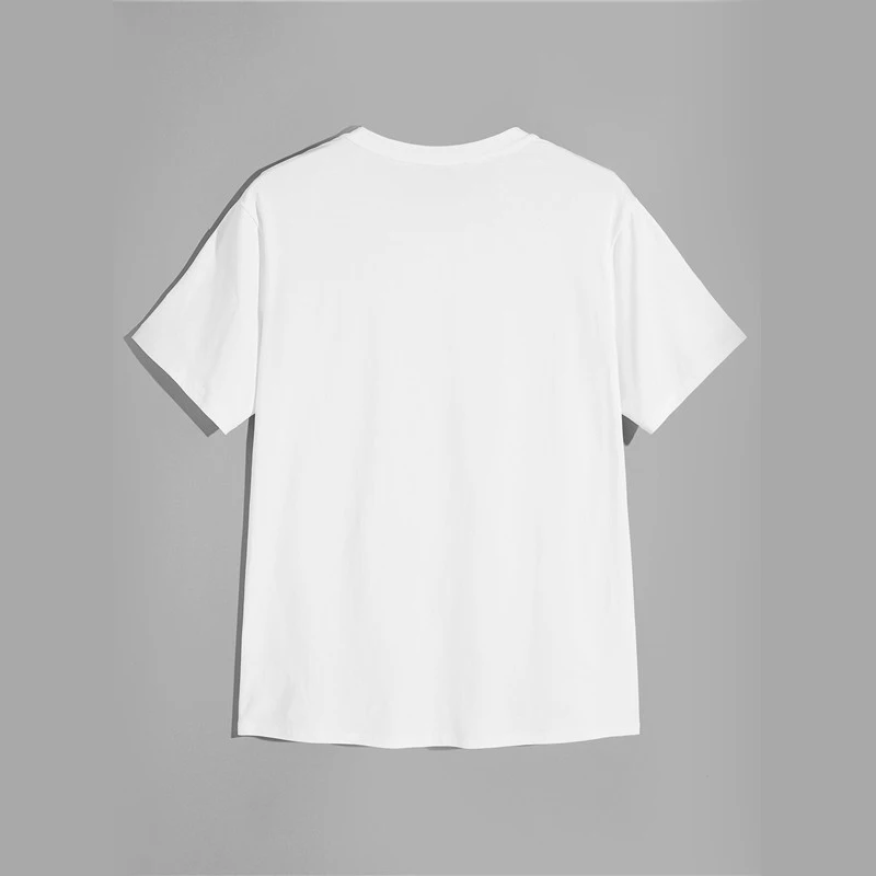 ROMWE мужские модные оранжевые повседневные футболки с рисунком летние белые футболки с коротким рукавом классические черные футболки с круглым вырезом 3 цвета