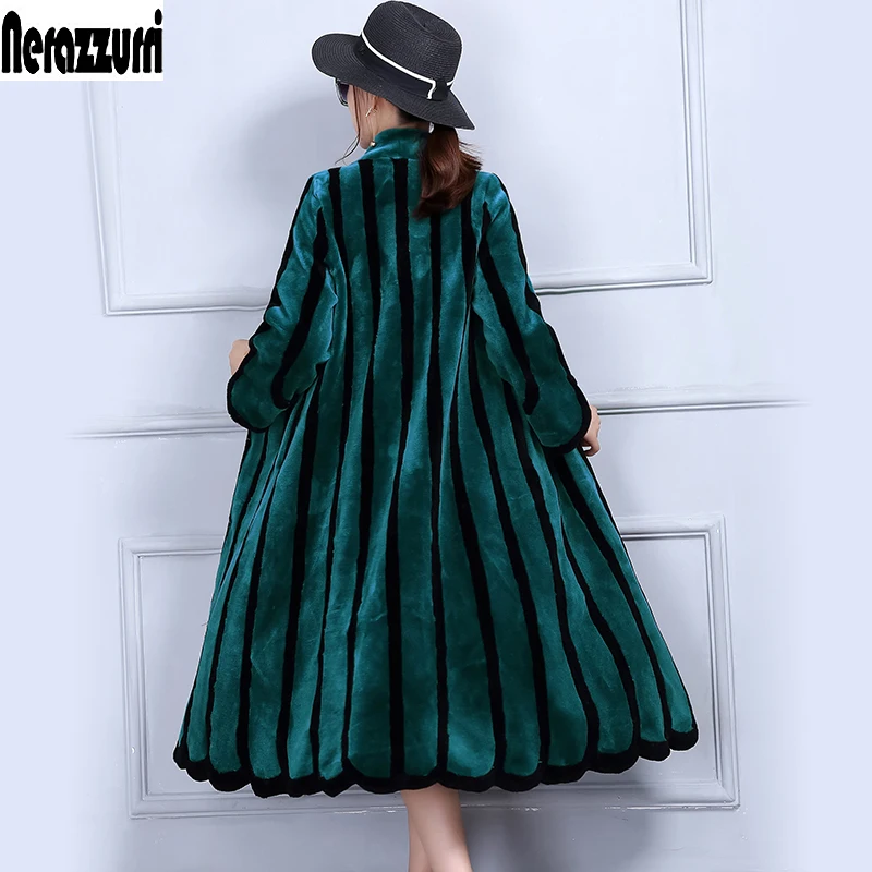 

Nerazzurriluxury real sheep fur coat women colored striped shearling coats plus size 4xl xl 6xl 7xl long natural fur coats women