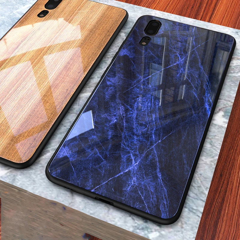 

Marble Tempered Glass Case for Huawei P20 Case P20 Lite Pro Case Luxury Smooth Glass Protector Cover for Huawei P20 Phone Bumper