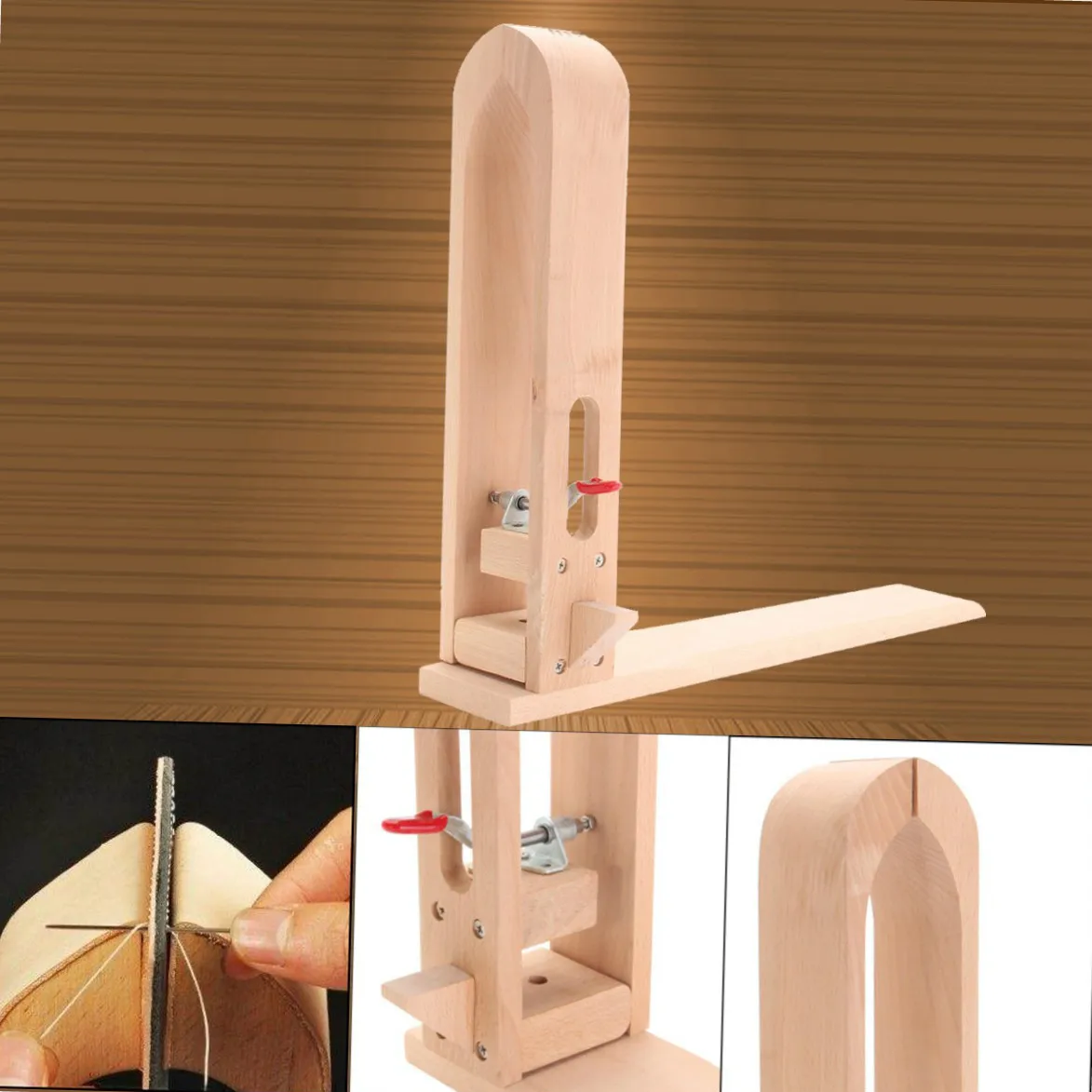 DIY Wood Clamp Leather Stitching Lacing Horse Sewing Clamp Leather Table Desktop Sewing Tools