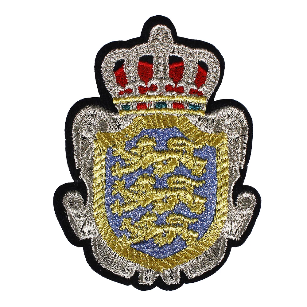 10piece Glitter Glod Crown Lion Badges Fabric Patches Embroidery