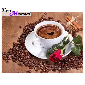 

Ever Moment Diamond Painting Coffee Flower Picture Mosaic Full Square Drill 5D DIY Diamond Embroidery Cross Stitch Stone S2F1043