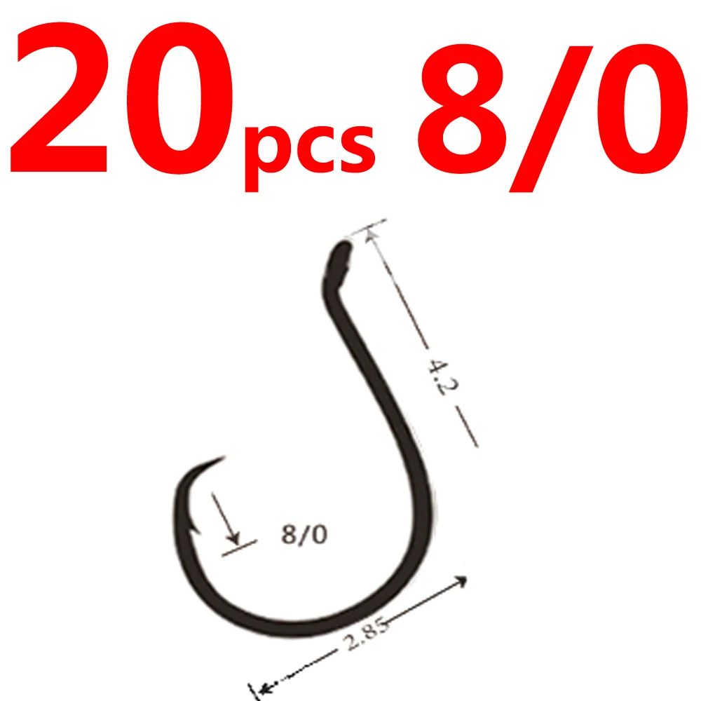 Bimoo 20 шт. вверх глаз круговой крюк соленой воды Catfish Rig крючки 3/0 5/0 6/0 8/0 - Цвет: 20pcs 8L0