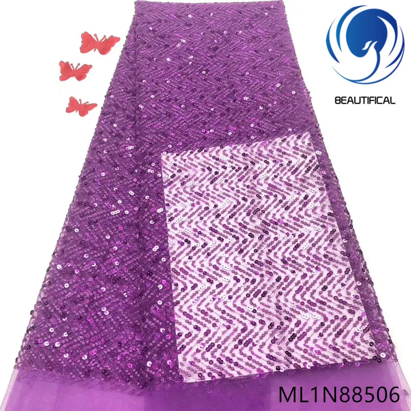

BEAUTIFICAL african lace fabrics New arrival net lace nigerian fabrics with sequins for dress fress shipping 5yards ML1N885