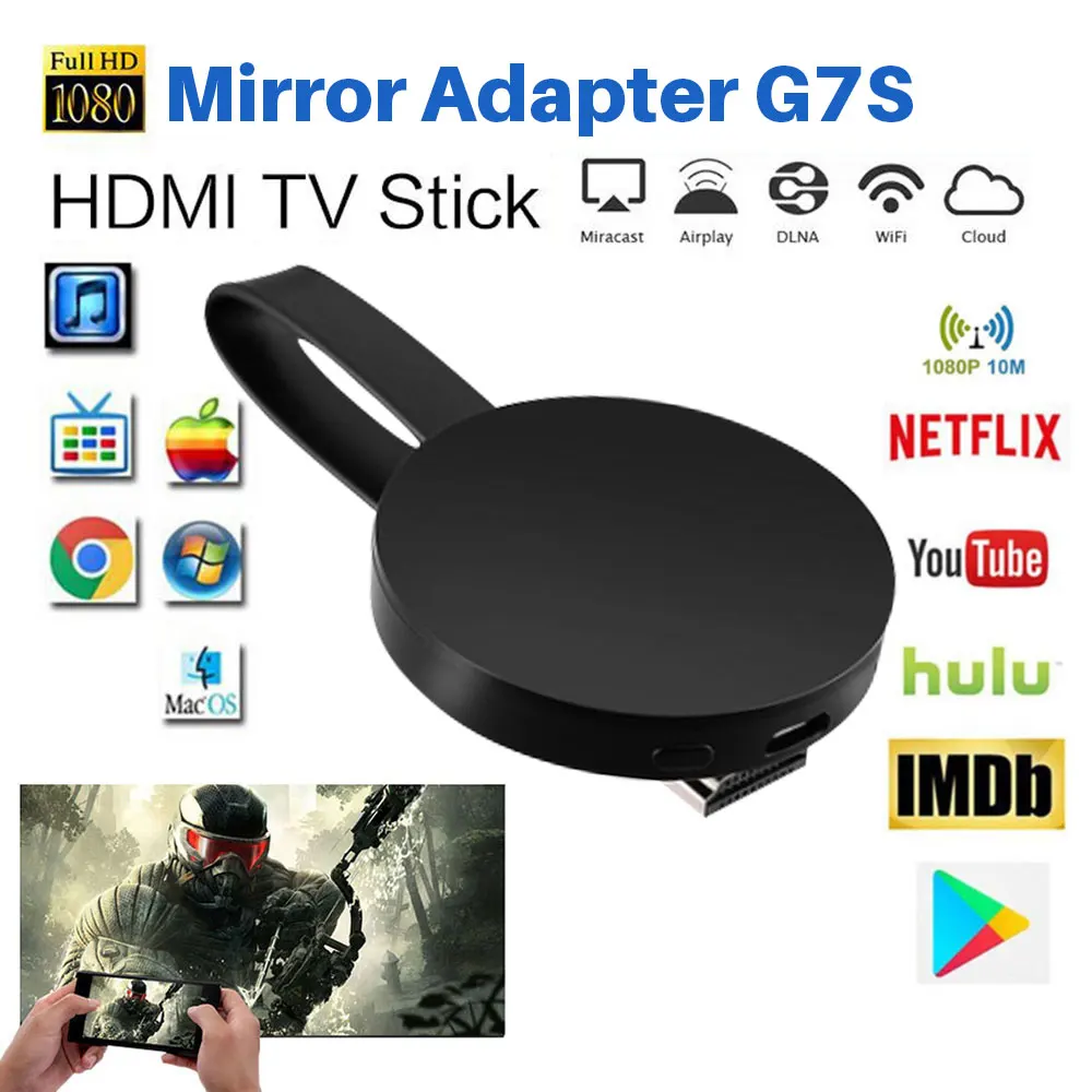 

Android TV Stick Miracast Anycast For Netflix Youtube,Wireless HDMI Dongle Receiver DLNA Airplay Slinger Mirror Adapter G7