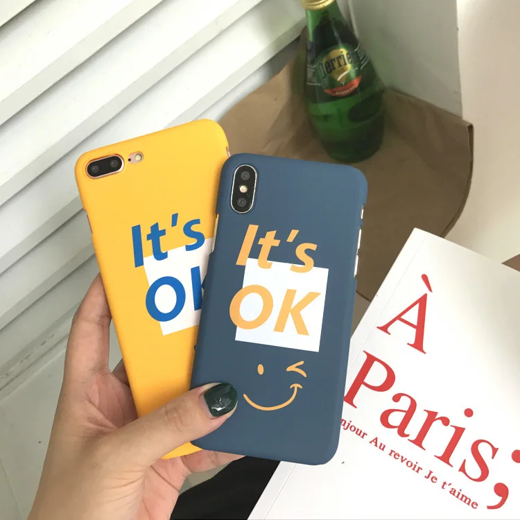 Простой смайлик английская буква &quotIt's OK&quot Чехол для iPhone X XR XS Max 6 S 7 8 Plus Жесткий