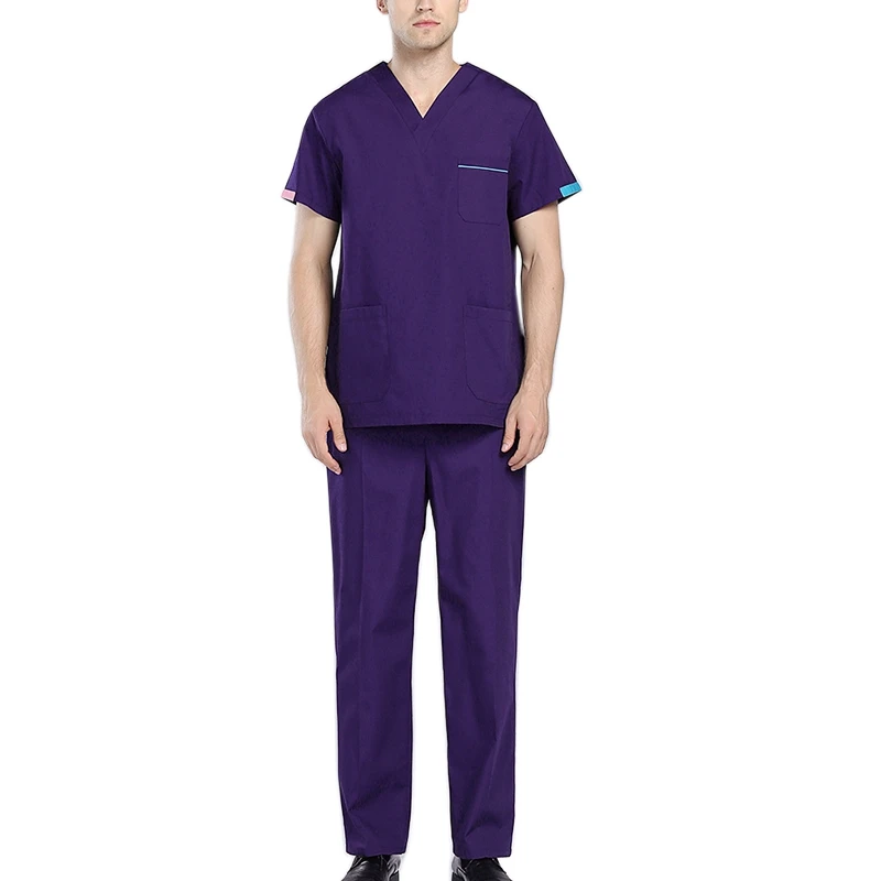 Новая медицинская униформа для мужчин, больничный набор скрабов с коротким рукавом, стоматологическая медицинская одежда с карманом, униформа медсестры, одежда для салона красоты