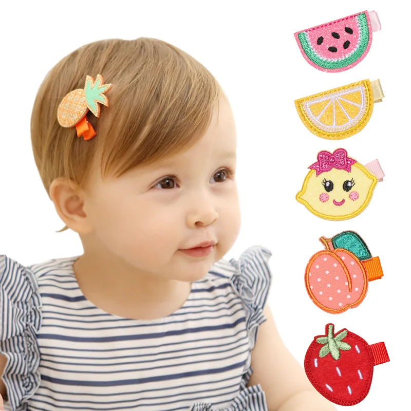 

Embroidery Fruit Hair Clip Watermelon Pineapple Little Girls Cute Barrettes Children Hairgrips Party Headdress Beach Headwear
