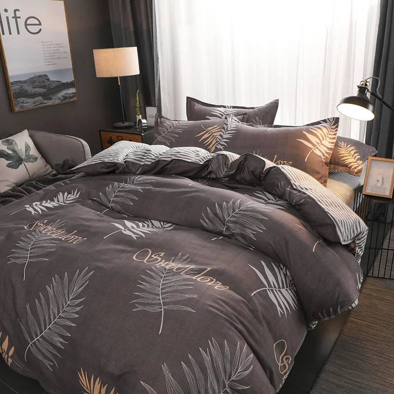 أفضل. WENSD جودة لينة مريحة يترك سوبر الملك طقم سرير الشتاء 3/4 قطعة مجموعة رمادي بسيط سستة طقم ملاءة سرير edredon