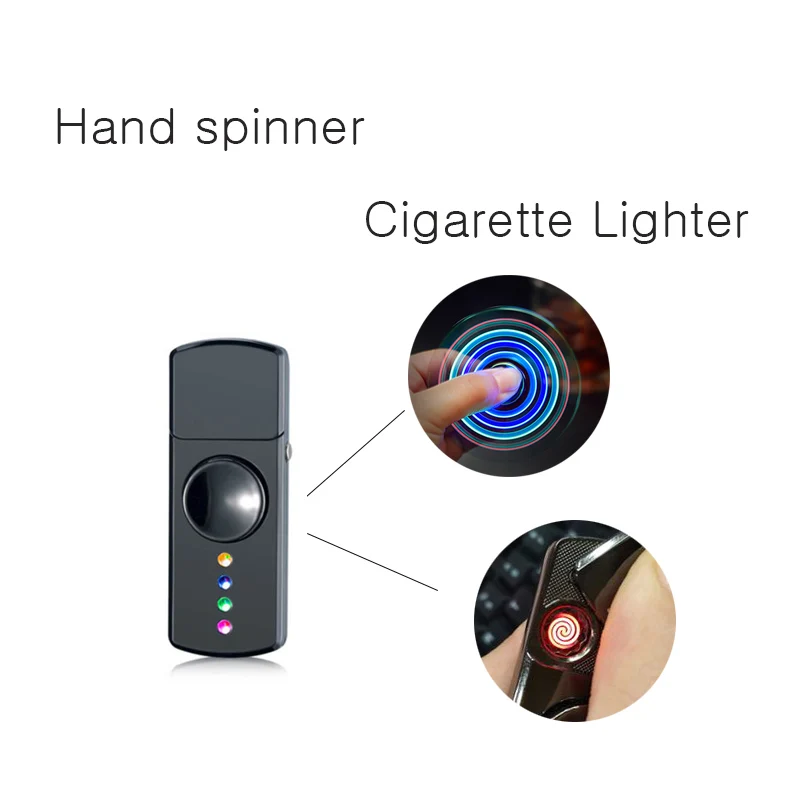 

Newest Fidget Spinner Cigarette Lighter USB Charging LED Lighting Gyro Hand Spinner Stress Anxiety Reducer