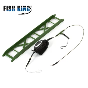 

FISH KING Fishing Bait Cage 20g -80g Fish Bait Lure Copper Trap Basket Feeder Holder With Hooks Carp Fishing Tackle Tool