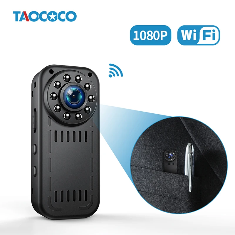 

TAOCOCO 1080P HD Mini Camera WIFI Body Worn IP Camera Wireless Security Camera Surveillance Motion Detection Camera Night Vision