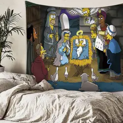 Симпсон семья Печатный гобелен настенный гобелены покрывало в богемном стиле палатка путешествия спальный матрас коврики Мандала клейкие