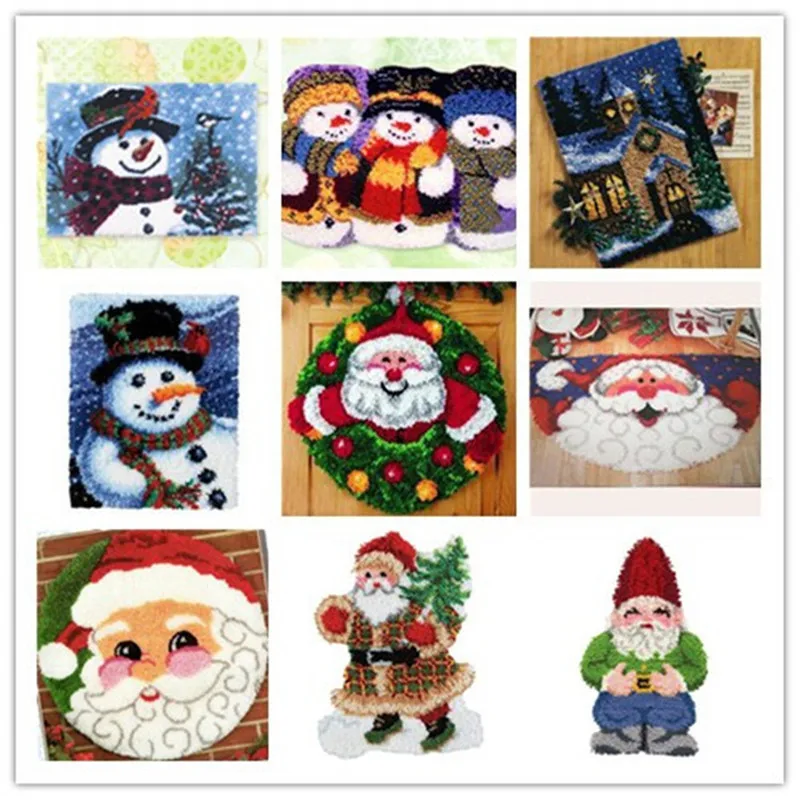 

Latch Hook Kit Rug Cushion Pillow Mat DIY Christmas 52CM Length Cross Stitch Needlework Crocheting Rug Embroidery 8